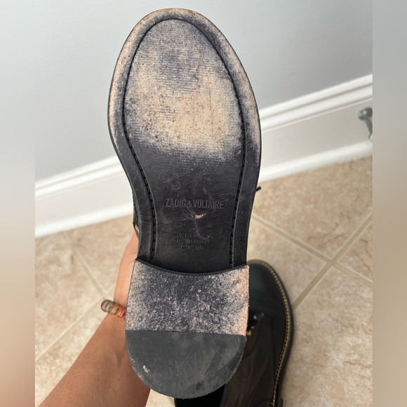 Zadig & Voltaire Laureen gold Chain Welt Smooth black Boot size 37 - Picture 7 of 9